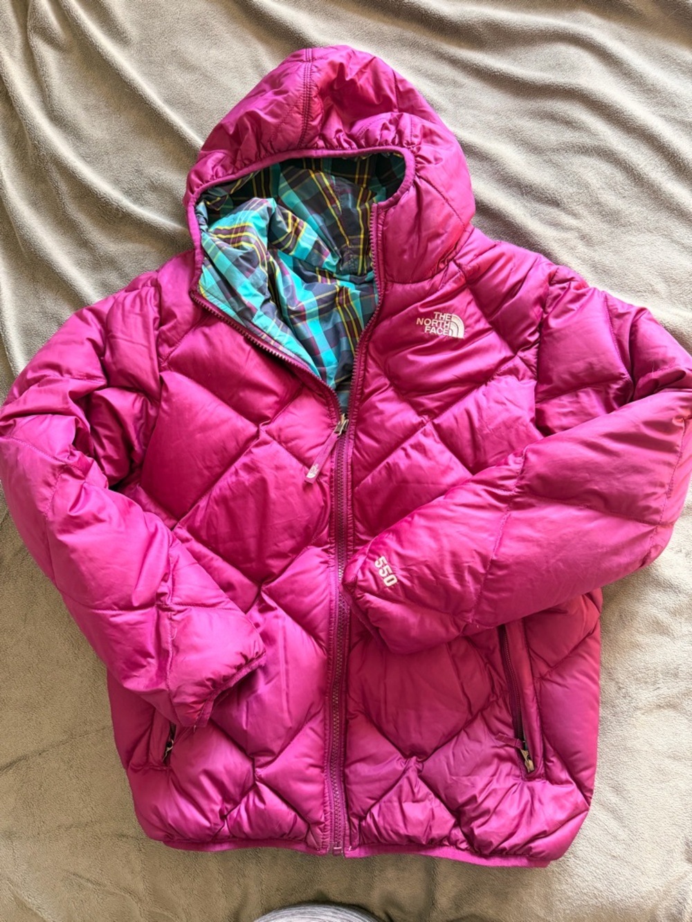 The North Face Reversible 550 Fill Down Puffer Jacket Purple